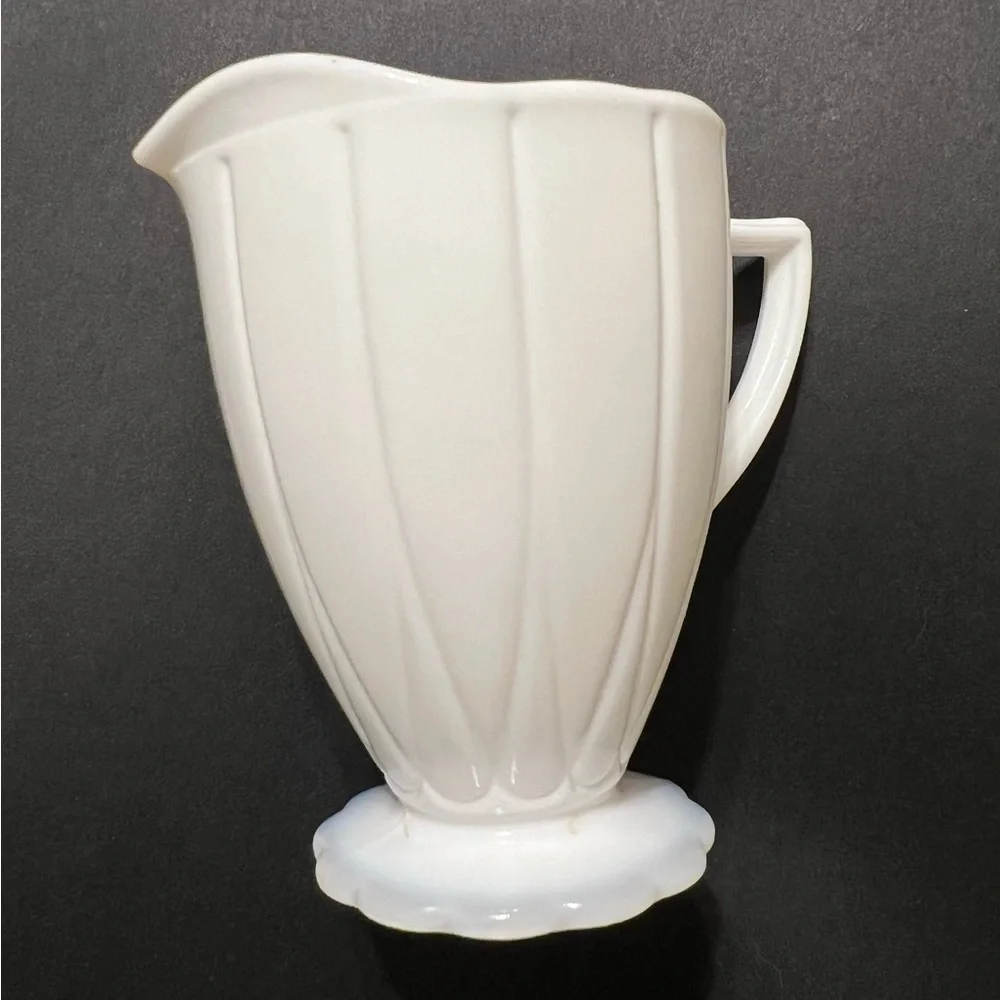 Hazel Atlas Depression Milk Glass Newport Hairpin Pattern Creamer & Sugar 1940’s